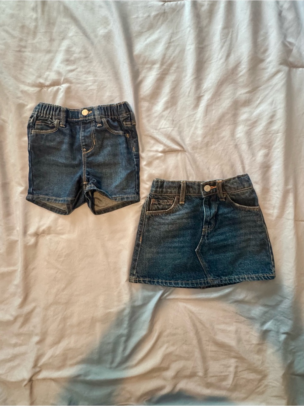 Kids Denim Skirt and Shorts Set - Blue